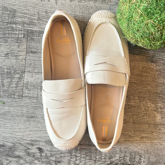 Sam Edelman Loafer Sz 10M Soft Ivory Leather Flat Casual Comfort Shoe Norm-core - Picture 7 of 15